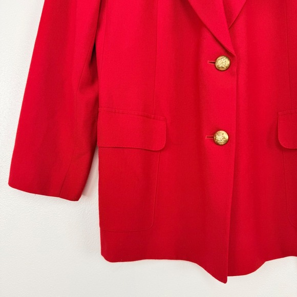 Vintage Talbots Red Wool Blazer Single Breasted Womens 8 Gold Buttons Academia - Picture 6 of 16